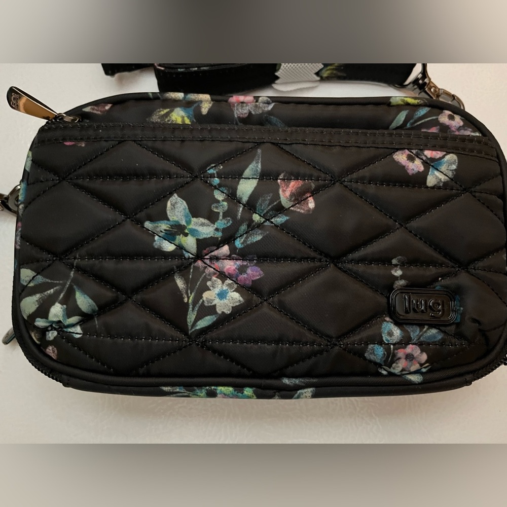New LUG Roundabout 2 Convertible Wallet Crossbody in bouquet floral black
